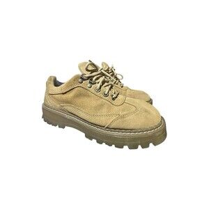 Vintage Y2K Lower East Side Lug Sole Tan Suede Low Lace Shoes Size 7.5 Womens